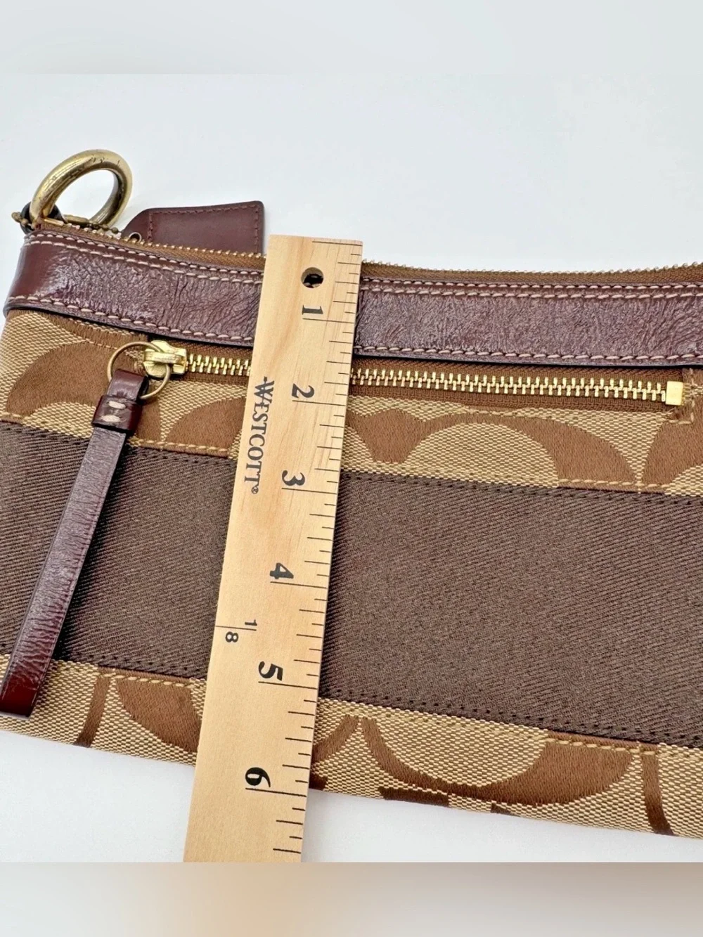Coach Signature Brown Canvas Wristlet